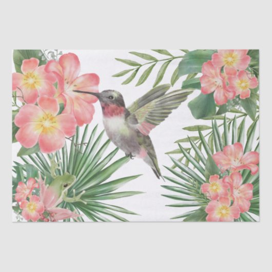 Hummingbird Floral Waterverf Tissuepapier (Voorkant)