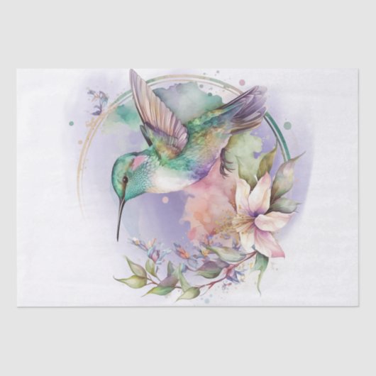 Hummingbird Floral Waterverf Tissuepapier (Voorkant)