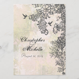 Hummingbird Floral Wedding Nodig Receptie & RSVP Kaart