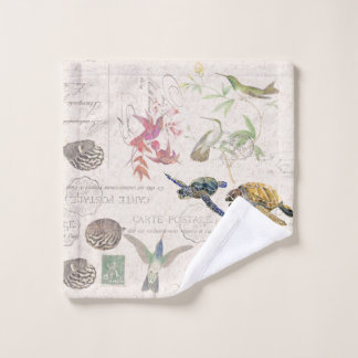 Hummingbird Floral Zee Turtle French Ephemera Bad Handdoek