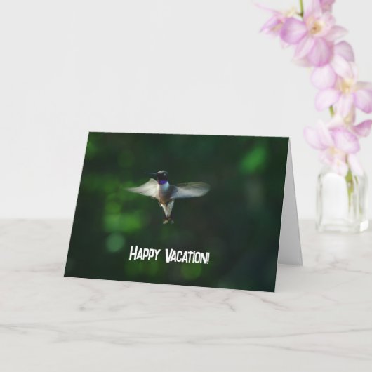 Hummingbird Flying Vacation Wishes Kaart (Orchidee)