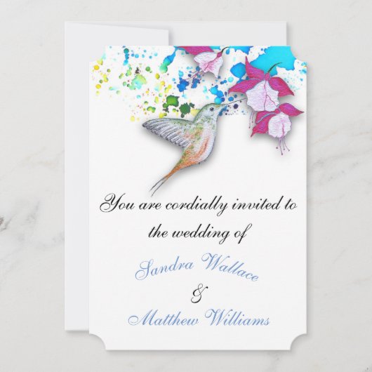 Hummingbird & Fuchsia Élégante invitation de maria (Devant)