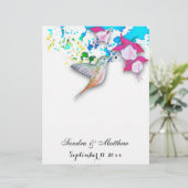 Hummingbird & Fuchsia Floral Wedding Stationery (Staand voorkant)