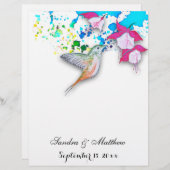 Hummingbird & Fuchsia Floral Wedding Stationery (Voorkant / Achterkant)