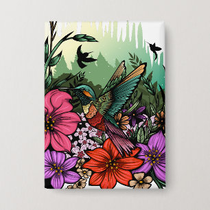 Hummingbird Garden Button