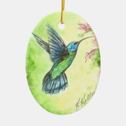 Hummingbird Garden-kerstversiering Keramisch Ornament (Voorkant)