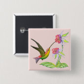 Hummingbird Garden Vierkante Button 5,1 Cm (Voorkant /achterkant)