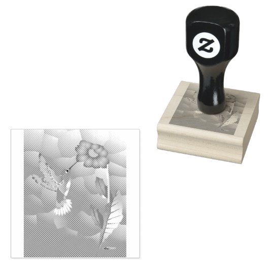 Hummingbird: gestileerd 	rubberstempel (Gestempeld)