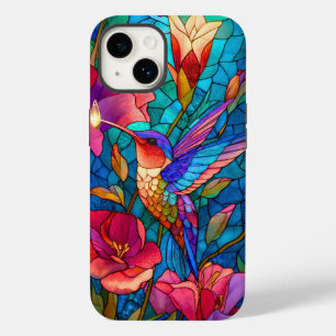 Hummingbird Glas in lood esthetische bloementuin Case-Mate iPhone 14 Hoesje