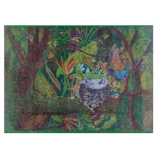 Hummingbird Glass Cutting Board Snijplank (Voorkant)