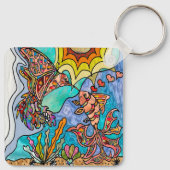 Hummingbird Goldfish Reflection Fantasy Art Sleutelhanger (Achterkant)