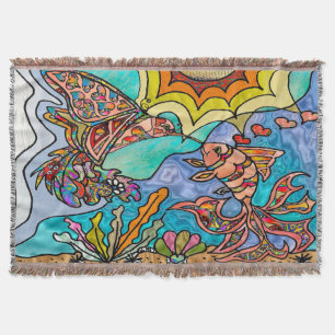 Hummingbird Goldfish Reflection Fantasy Blanket Deken