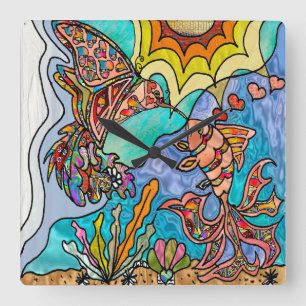 Hummingbird Goldfish Reflection Fantasy Wall klok