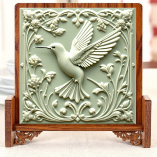 Hummingbird groen Harmonie - links Keramische tege Tegeltje