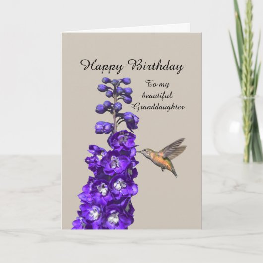 Hummingbird Happy Birthday Kleindochter Kaart (Voorkant)