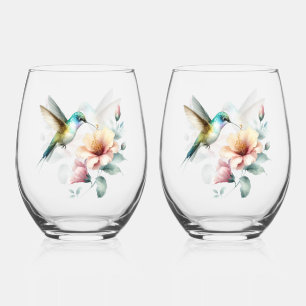 Hummingbird Harmony met Elegante Hibiscus Wijnglas Zonder Voet