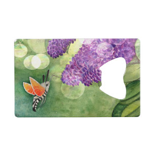 Hummingbird Hawk Moth en Lilacs Kredietkaart Flessenopener