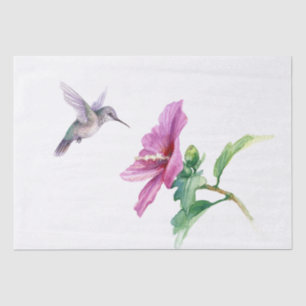 Hummingbird Hibiscus Fower Waterverf Art Tissuepapier