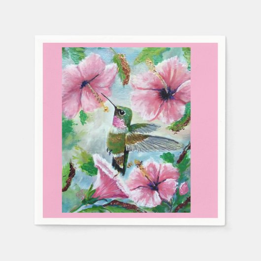Hummingbird & Hibiscus Papier & Doek Servetten (Voorkant)