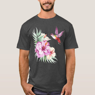 Hummingbird Hibiscus Waterverf Floral Premium T-shirt