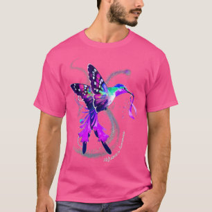 Hummingbird Holding Paarse Ribbon Alzheimer Awar T-shirt