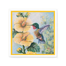 Hummingbird & Hollyhocks Papier & Doek Servetten