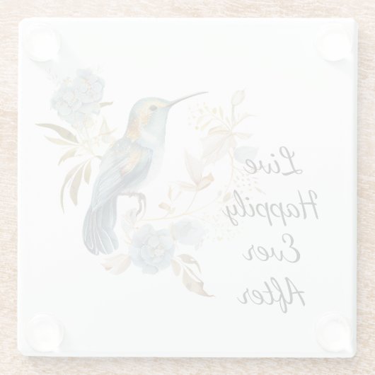 Hummingbird Hortensia Bloemen Glazen Onderzetter (Achterkant)