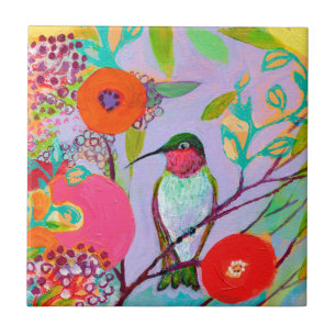 Hummingbird in Pink Tile Tegeltje