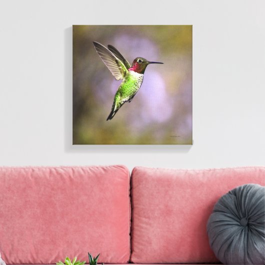 Hummingbird in vlucht canvas afdruk (Insitu (Woonkamer))