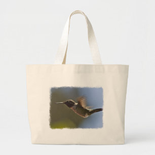 Hummingbird in vlucht grote tote bag