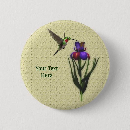 Hummingbird Iris Flower Button (Voorkant)