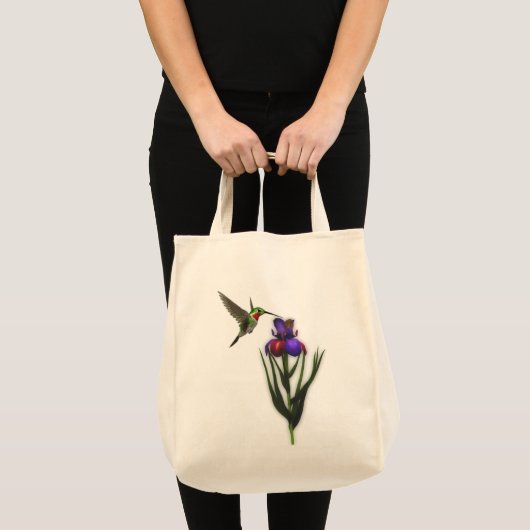 Hummingbird Iris Flower Canvas tas (Voorkant (product))
