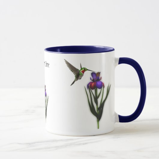 Hummingbird Iris Flower Mok (Rechts)