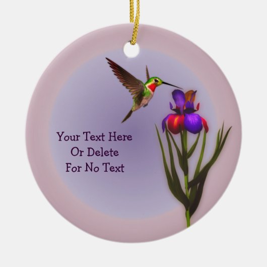 Hummingbird Iris Flower Personalized Keramisch Ornament (Voorkant)
