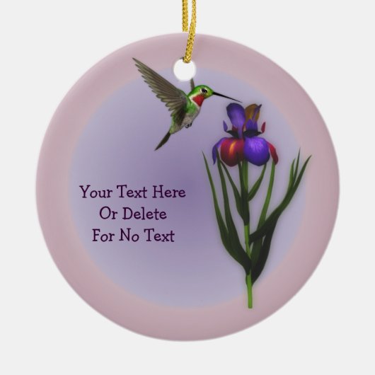 Hummingbird Iris Flower Personalized Ornament (Voorkant)
