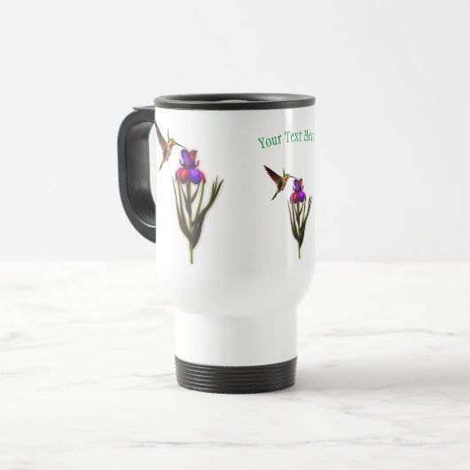 Hummingbird Iris Flower Personalized Reisbeker (Voorkant links)