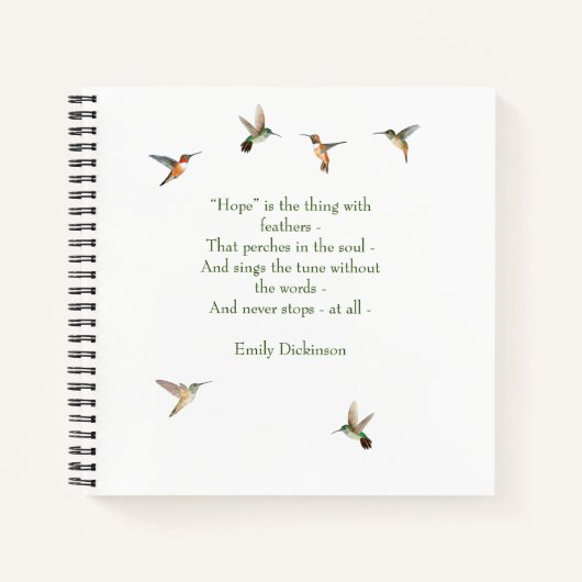 Hummingbird Journal avec Emily Dickinson Citation (Devant)