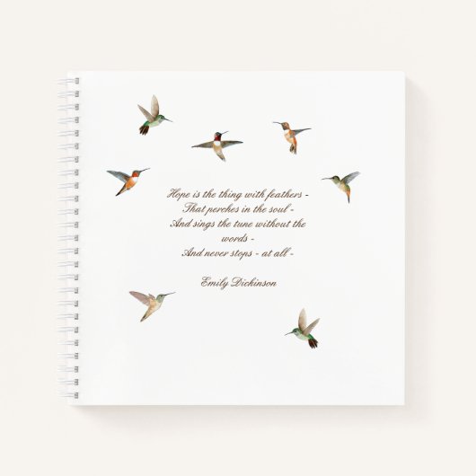 Hummingbird Journal avec Emily Dickinson Citation (Devant)