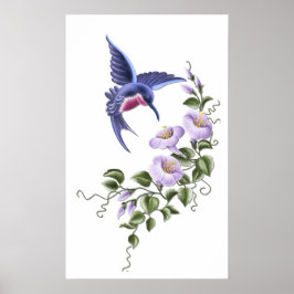 Hummingbird met Flowers 2 Print
