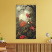 Hummingbird met passiebloemen canvas afdruk (Insitu (Woonkamer))
