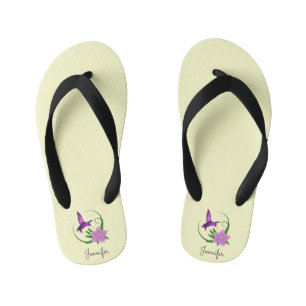 Hummingbird met roze bloemnaam meiden kinder teenslippers