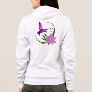 Hummingbird met roze bloemnaam vrouwenhoed hoodie