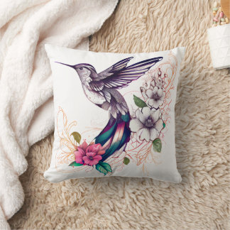 Hummingbird met Sierkussen van de Roze Bloemen