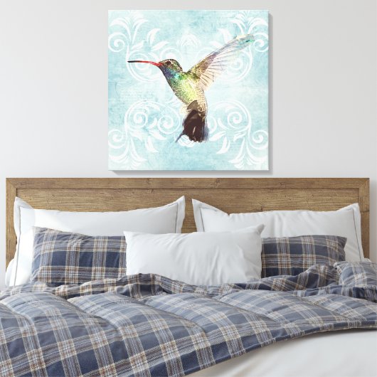 Hummingbird met Vlaamse achtergrond Canvas Afdruk (Insitu (Slaapkamer))