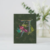 Hummingbird Monogram A Briefkaart (Staand voorkant)