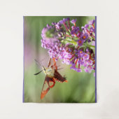 Hummingbird Moth on a Butterfly Struik Wandkleed (Voorkant)