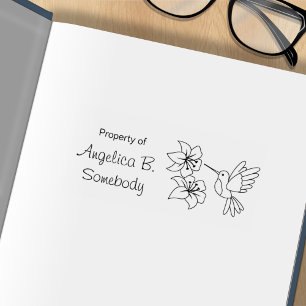Hummingbird near Flowers - Bookplate Rubberstempel