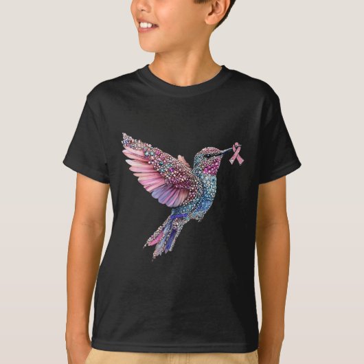Hummingbird Nk Ribbon Breast Cancer Awareness T-shirt (Voorkant)