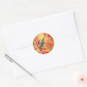 Hummingbird omringd door rode yucca ronde sticker (Envelop)