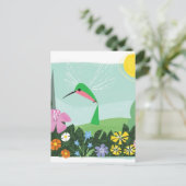 Hummingbird onder Flowers Briefkaart (Staand voorkant)